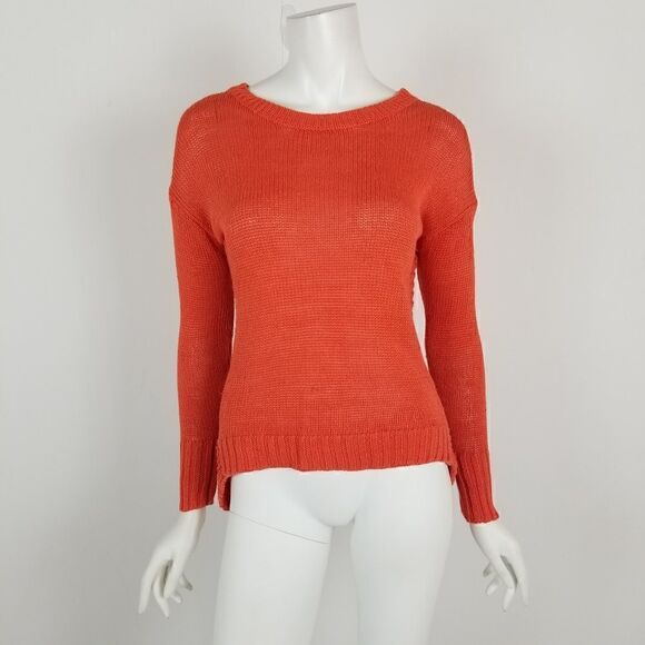 J. Crew Sweaters - J. Crew Womens Size XXS Orange Linen Textured Beach Sweater Hi Low Hem